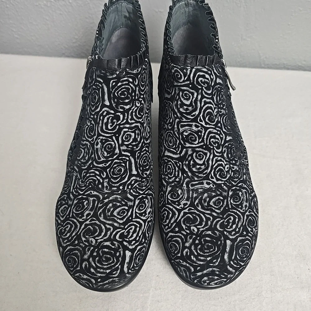 Alegria Womens Hannah Peony Spray‎ Ankle Boots Black Floral EU 40 US 9.5 Artsy